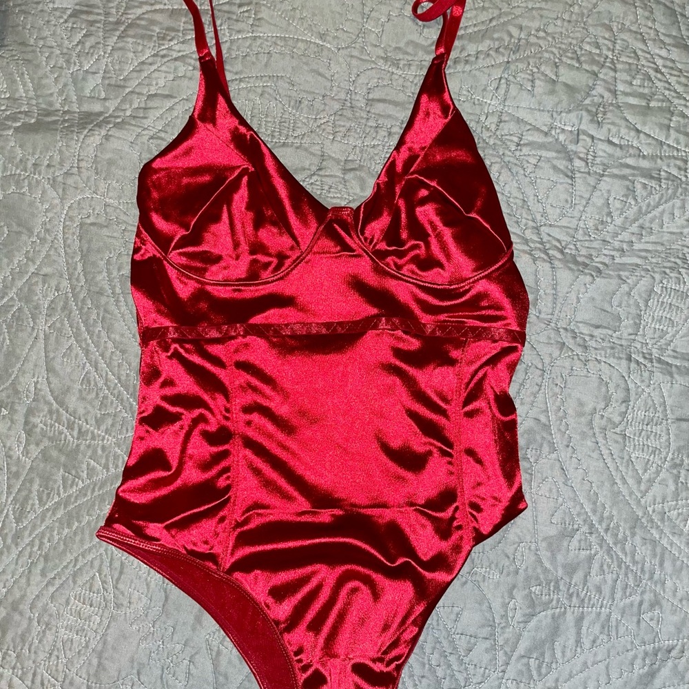 Red Silk/Corset-styled Body suit